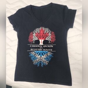 Canadian Born With Scottish Roots Fited V-neck Tee-shirt